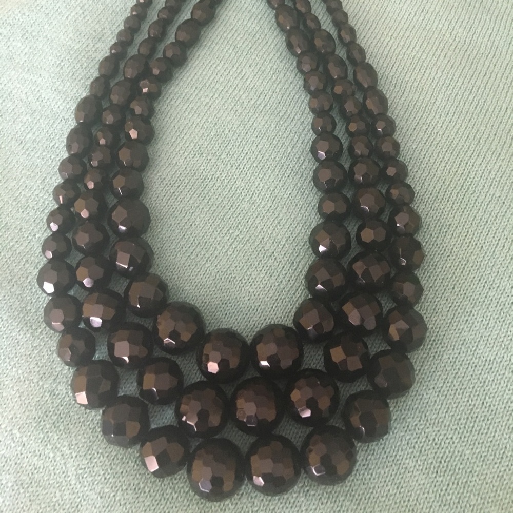 Multi strand black beaded necklace
